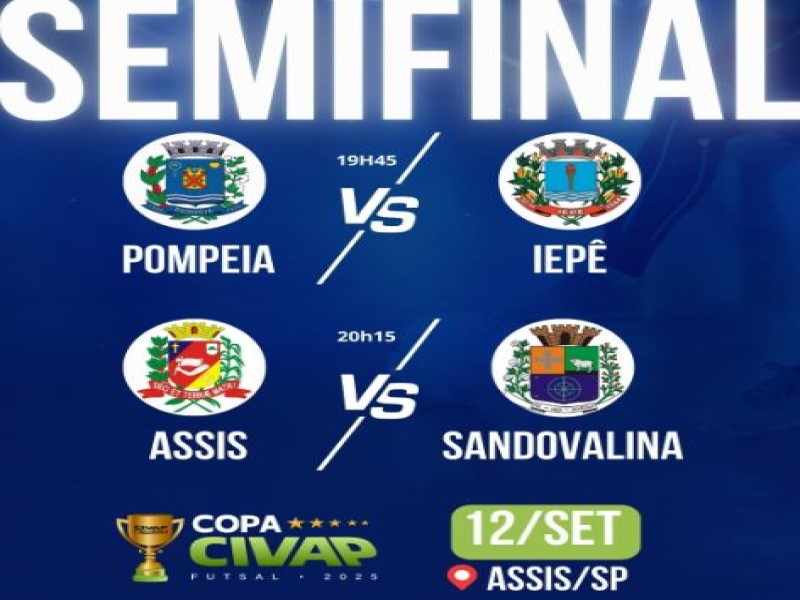 Semifinais da Copa CIVAP de Futsal 2025 agitam Assis nesta sexta-feira, 12, no Jairão