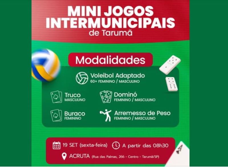 Mini Jogos Intermunicipais de Tarumã acontecem no dia 19 de setembro