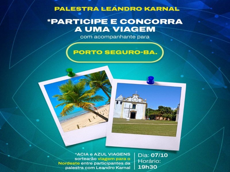 ACIA e AZUL VIAGENS sortearão uma viagem entre participantes da palestra com Leandro Karnal