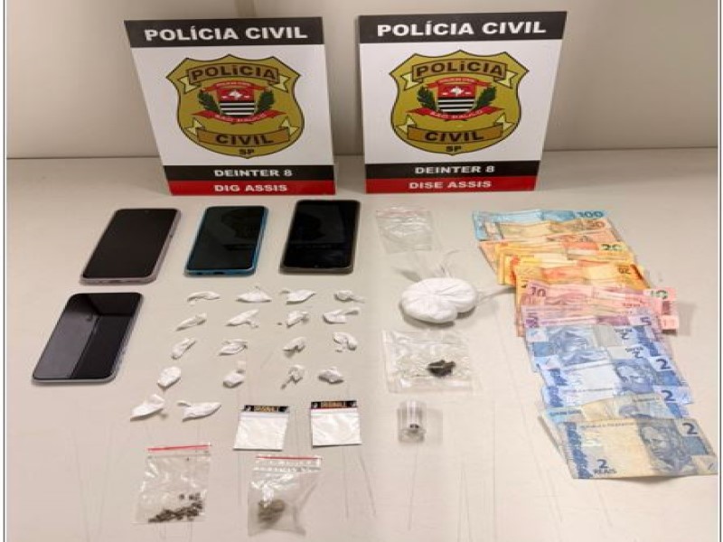 Operação da Polícia Civil em Assis resulta na prisão de três por tráfico de drogas