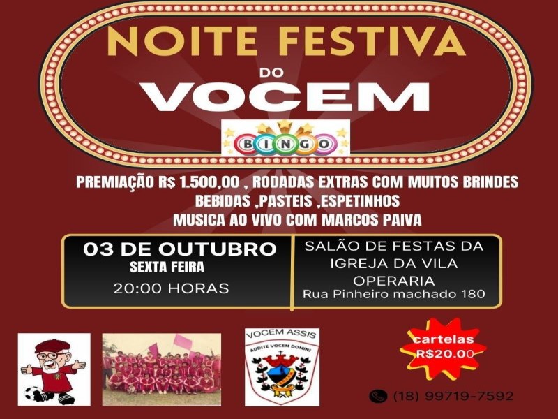 Vocem convida para noite festiva que fará nesta sexta-feira, 3