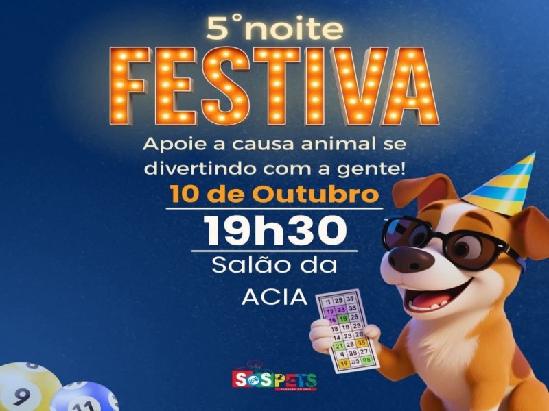 SOS Pets realiza 5ª Noite Festiva em prol da causa animal nesta sexta-feira, 10, em Assis