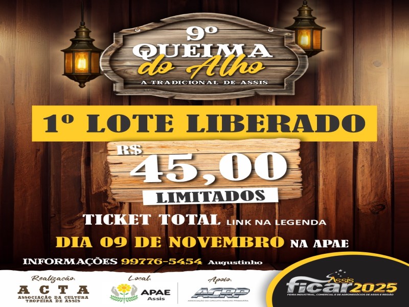 Liberado o 1º lote de convites da Queima do Alho Ficar 2025