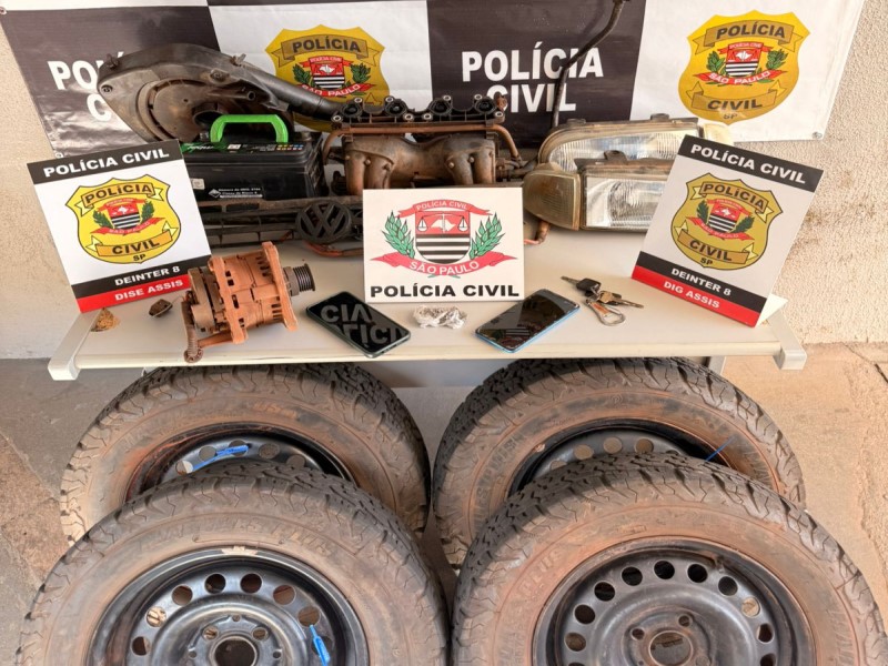 Homem é preso em Assis com peças de carro furtado em Platina