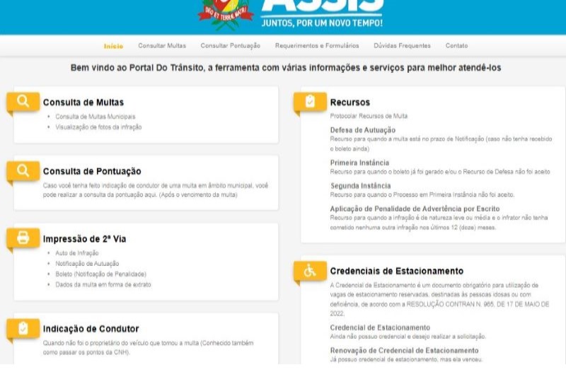 Prefeitura de Assis divulga portal digital para serviços de trânsito
