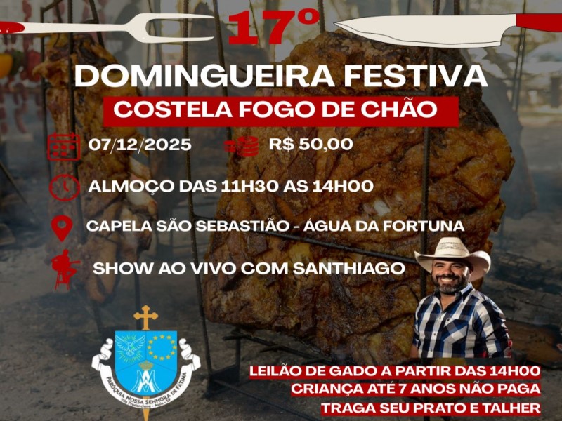 Comunidade é convidada para a 17ª Domingueira Festiva neste domingo, 7