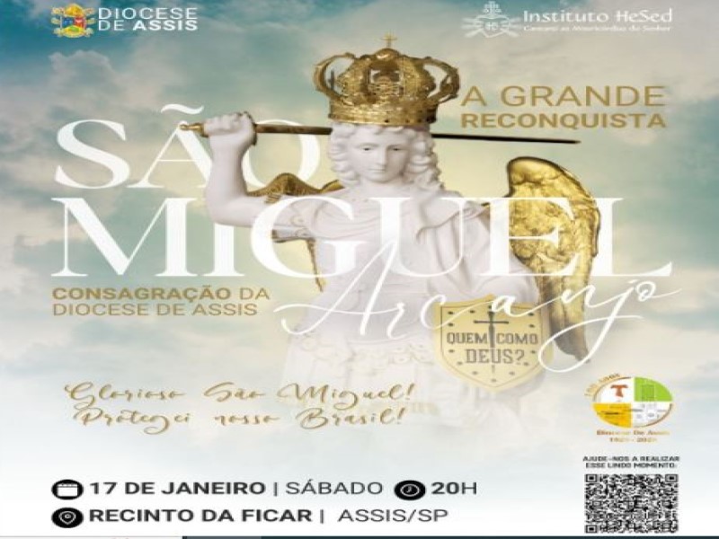 Diocese de Assis será consagrada a São Miguel Arcanjo e receberá a Imagem Peregrina em 17 de janeiro