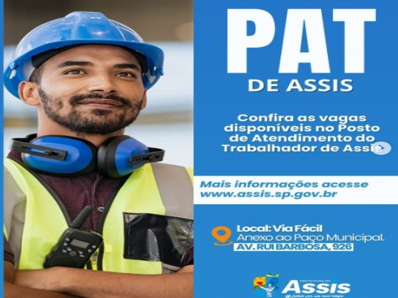 PAT de Assis divulga novas vagas de emprego