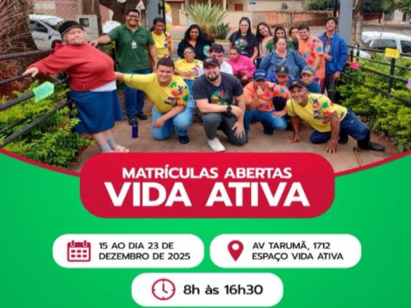 Matrículas abertas para o Programa Vida Ativa em Tarumã