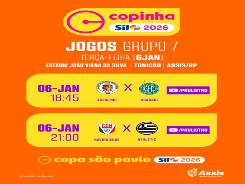 Copinha SIL movimenta Assis com dois jogos nesta terça-feira, 6
