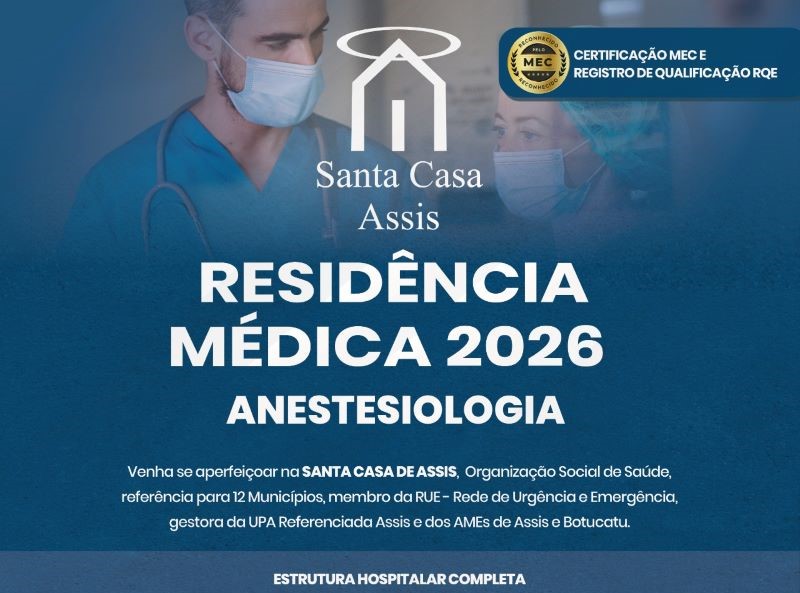 Programa de Residência Médica em Anestesiologia da Santa Casa prorroga inscrições até domingo, 11