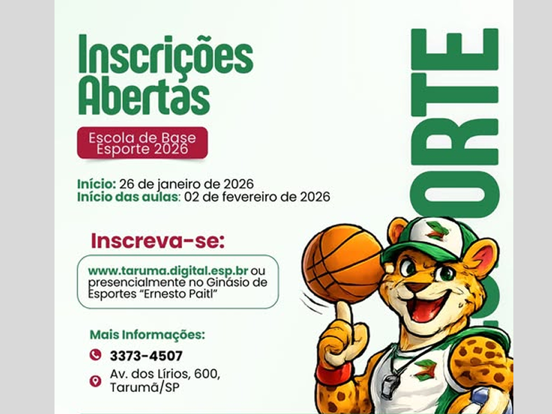 Tarumã abre inscrições para Escola de Base Esporte nesta segunda-feira, 26