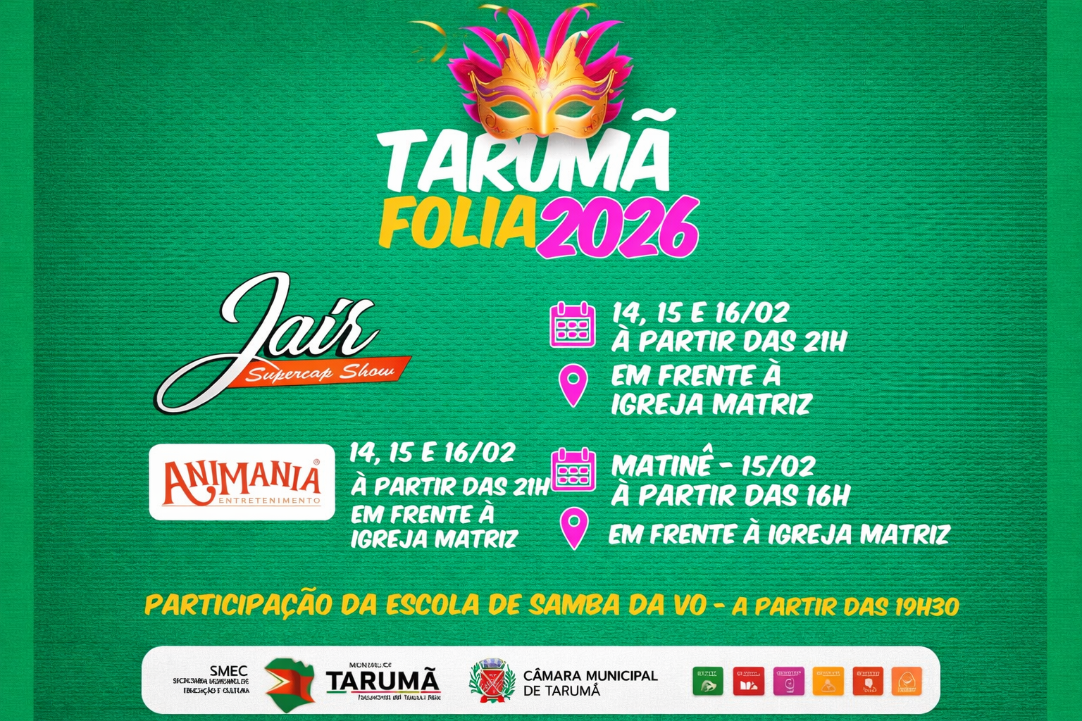 Tarumã Folia retorna neste sábado (14) com três noites de festa