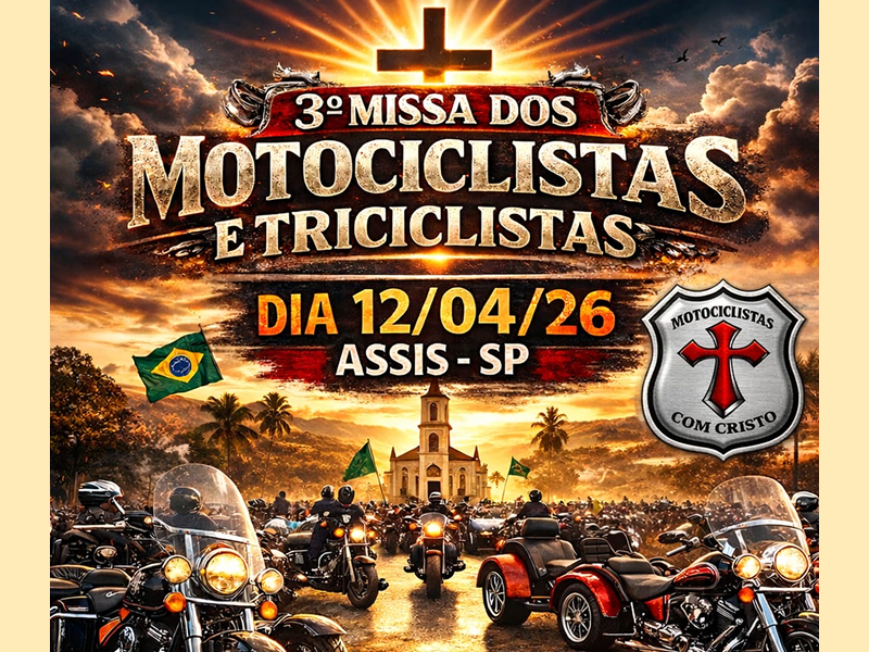 Motociclistas levam fé às ruas em grande missa em Assis no domingo, 12