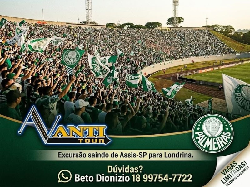 Excursão leva torcedores de Assis e região para jogo do Palmeiras pela Copa do Brasil em Londrina