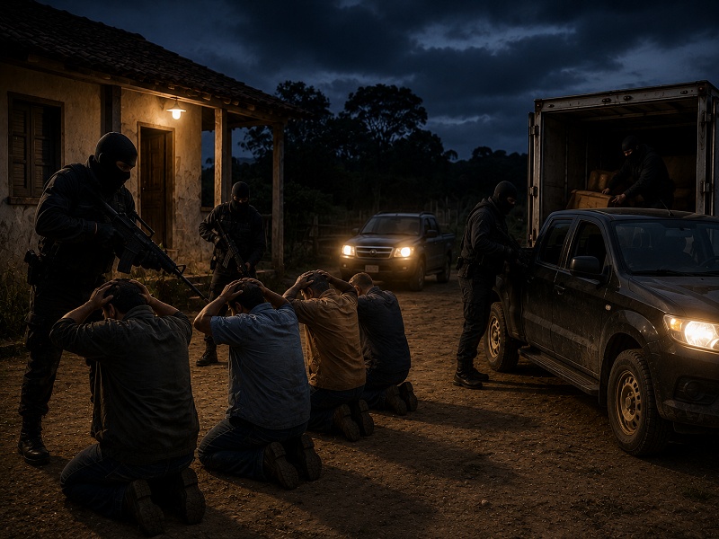 Quadrilha invade fazenda de café, faz reféns e rouba produção