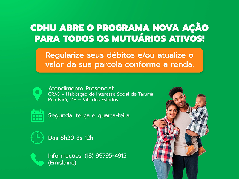CDHU oferece oportunidade para regularização de contratos e atualização de parcelas em Tarumã