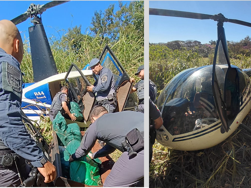 Caçada aérea termina com helicóptero interceptado e 280 kg de cocaína apreendidos em Salto Grande
