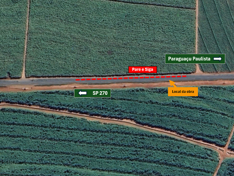 Obra em vicinal de Paraguaçu Paulista terá Pare e Siga nesta quarta, 08