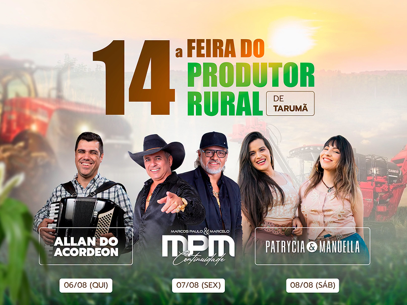 Tarumã realiza a 14ª Feira do Produtor Rural entre os dias 6 e 8 de agosto